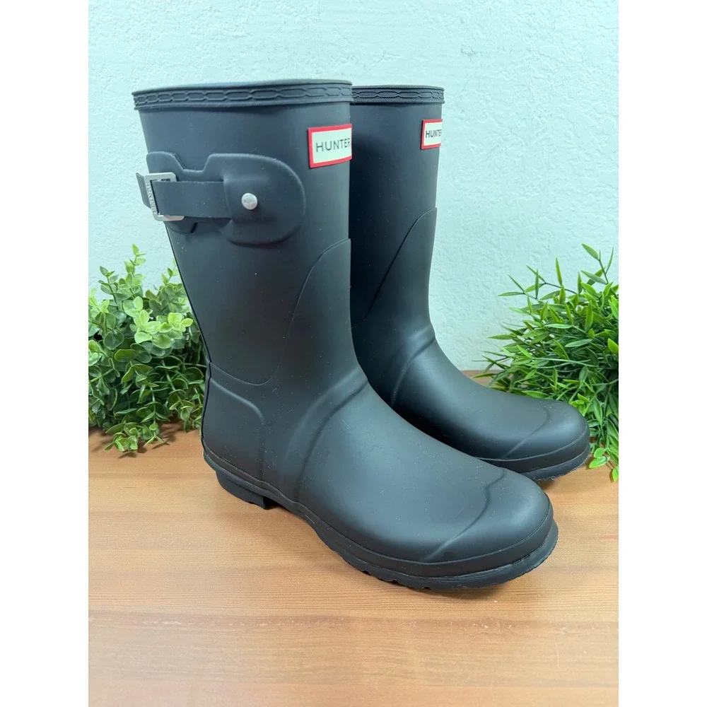 Hunter Women's Original Back Adjustable Short Rain Boots Black Size 9